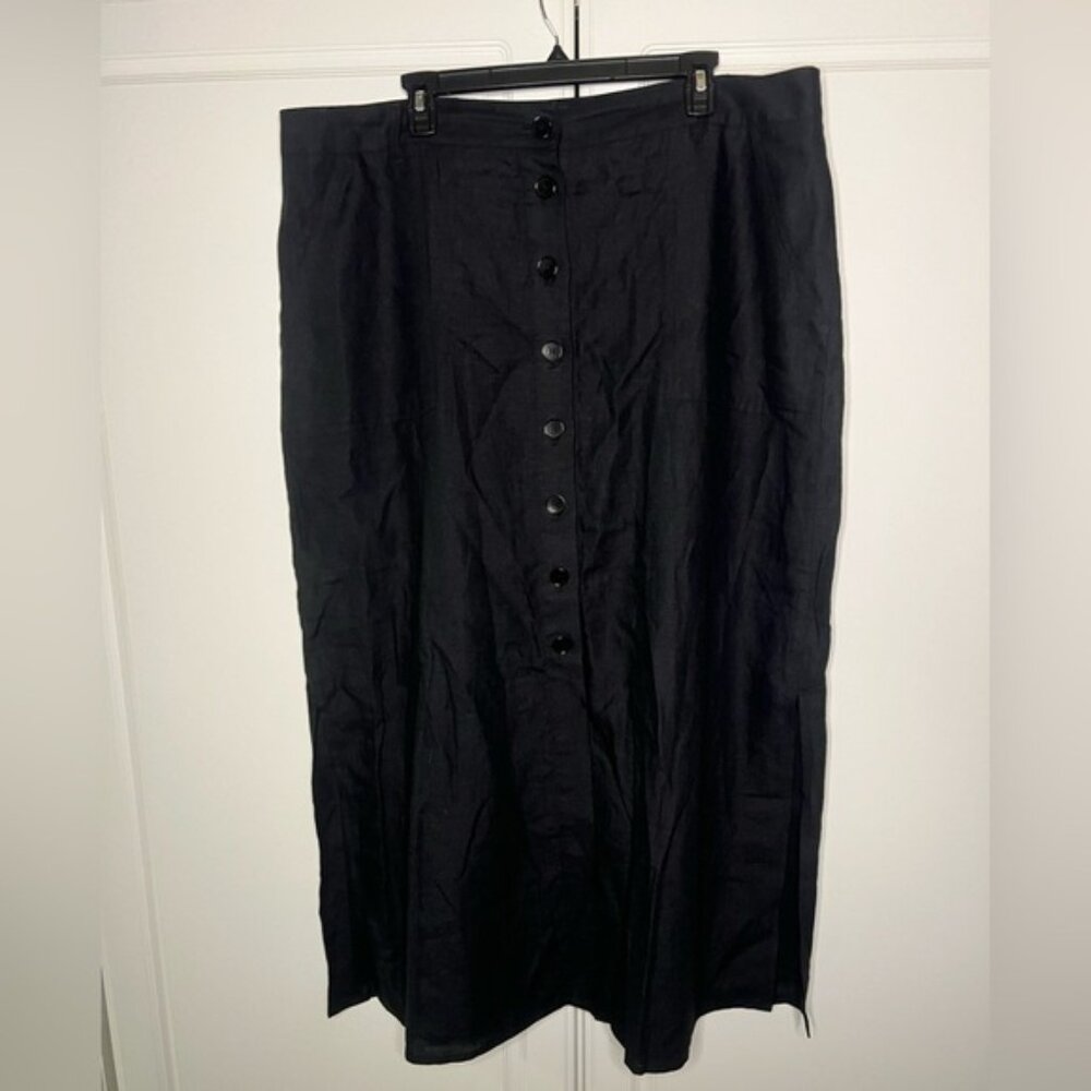 Talbots 100% Linen Button Front Midi Skirt